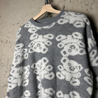 Delivery Ltd. Made in USA AOP Teddy Bear Large 80s Knit Sweater