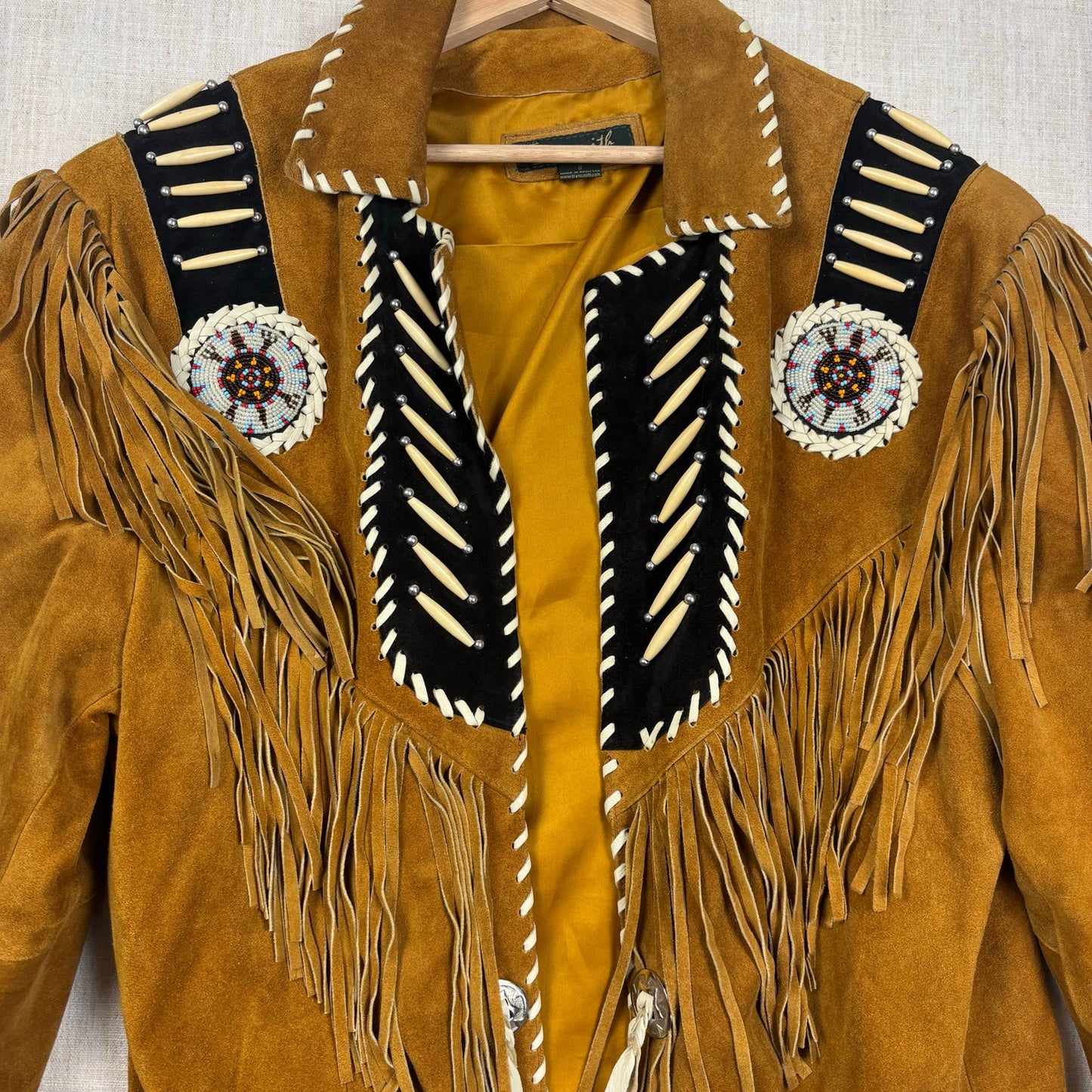 Tansmith 3B West Suede Leather Fringe Native American Style Beaded Small Jacket