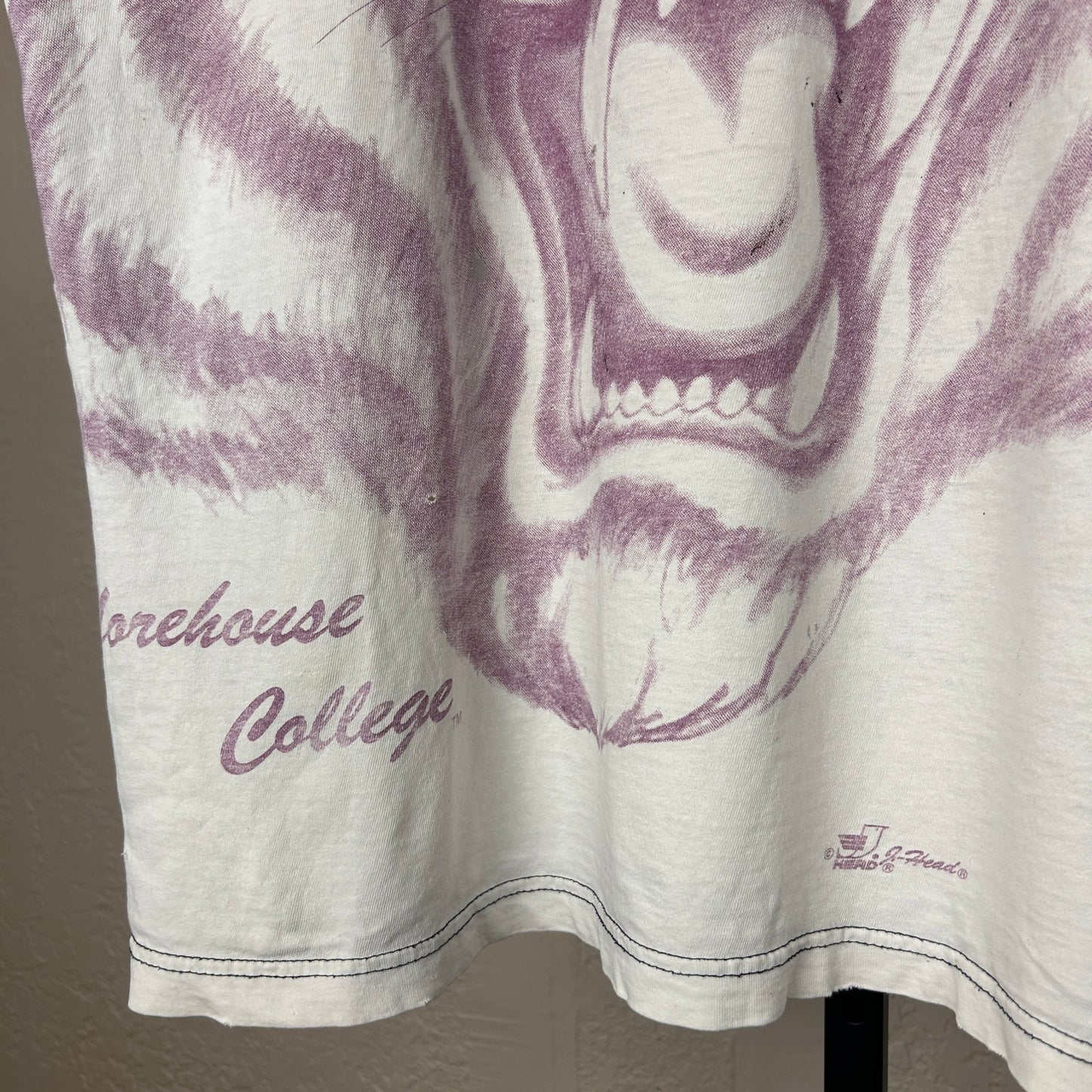 Vintage Morehouse College HBCU Maroon Tiger AOP Distressed Crazy XXL Tee