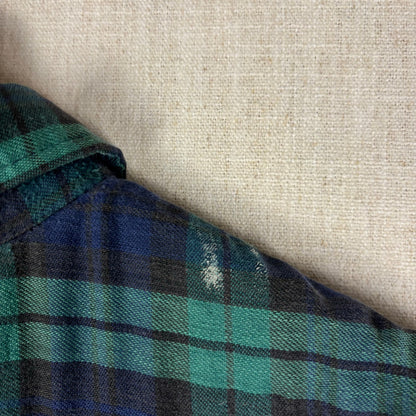 Vintage LL Bean Green Plaid Thinsulate Quilted Distressed Flannel XXL Jacket
