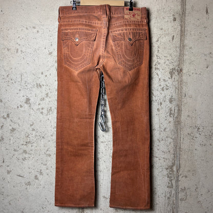 True Religion Vintage Rusty Orange Ricky Straight Fit Cotton 36" Y2K Jeans