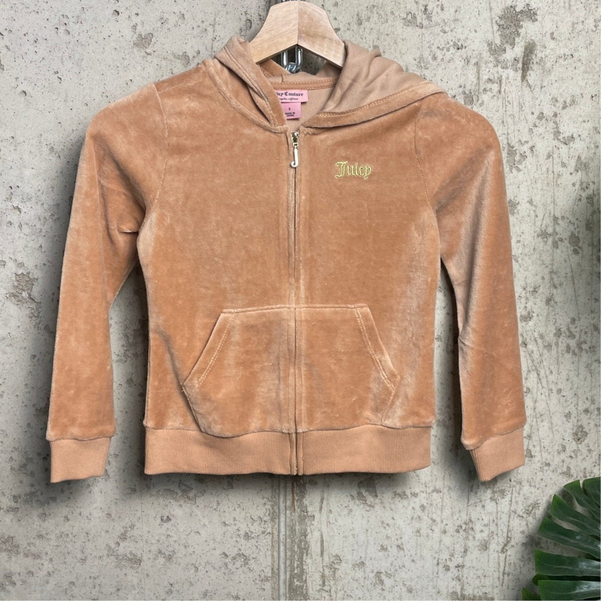 Youth Juicy Couture Velour Bedazzled Y2K 7Y Spellout Track Jacket