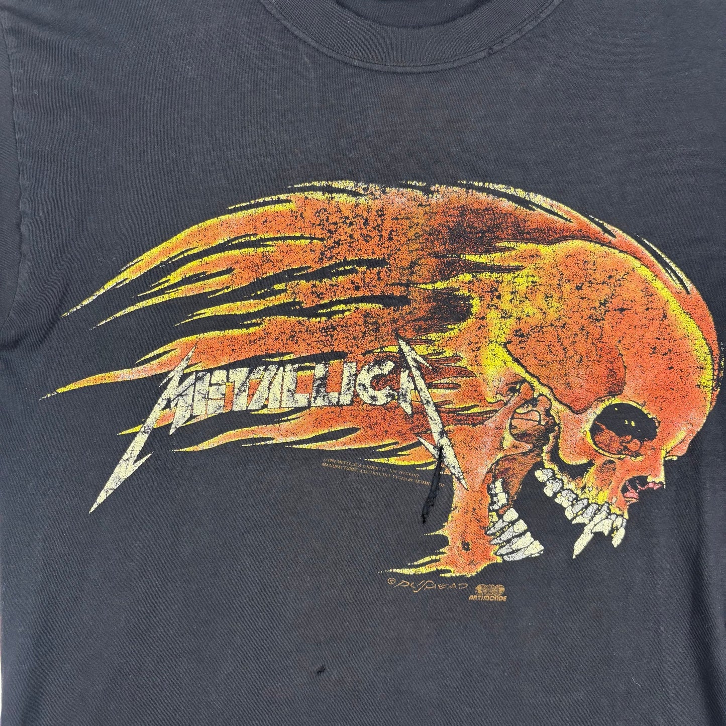 1994 Metallica Pushead Flaming Skull Thrashed Distressed Medium Tee