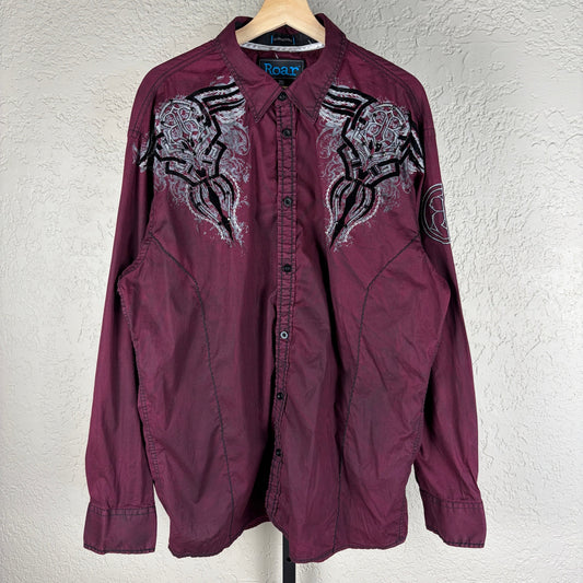Roar Gothic Western Tribal XXL Y2K Signature Button Up Shirt