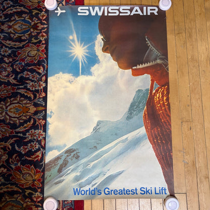 Swissair World's Greatest Ski Lift 1969 Airline Vintage Poster