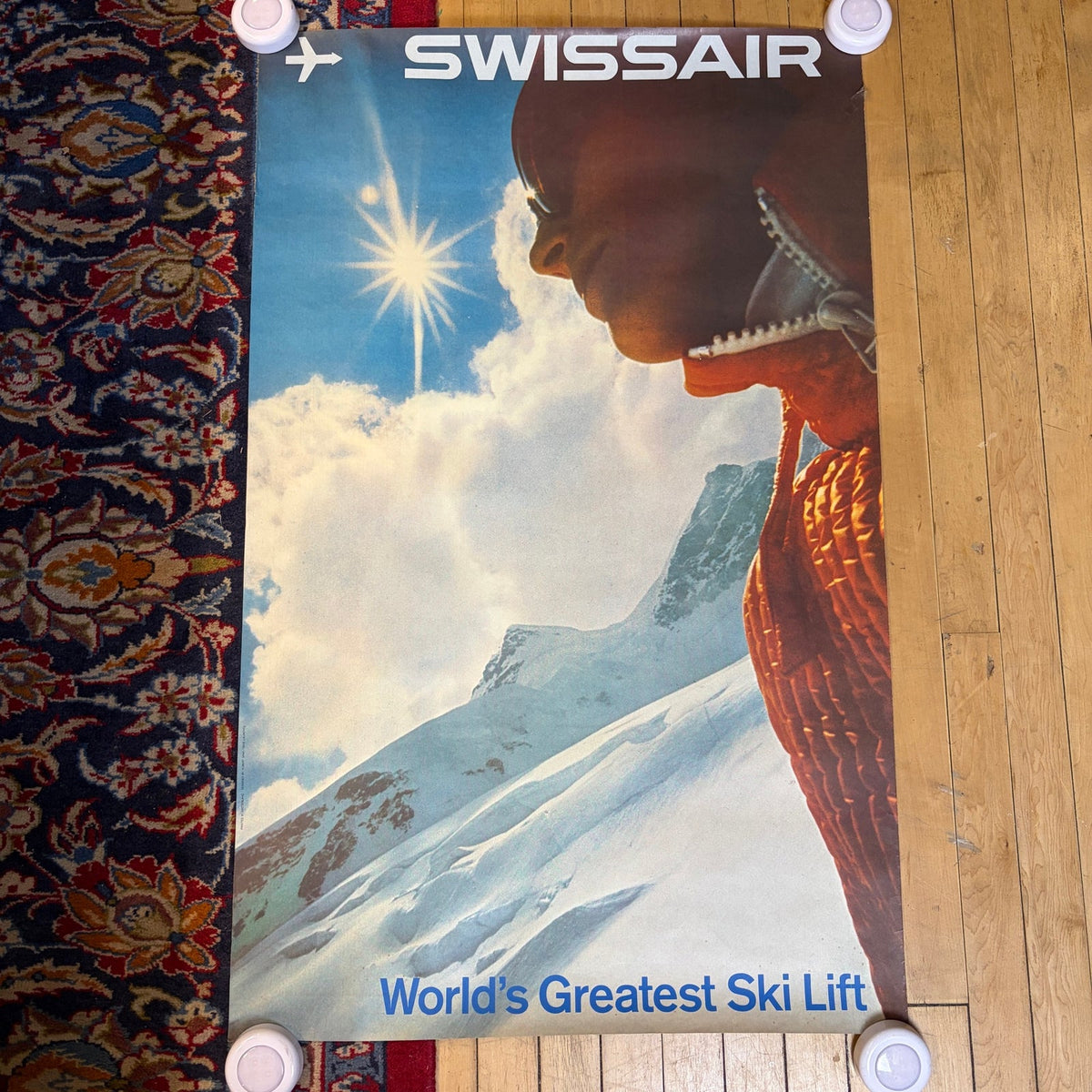 1969 Swissair World's Greatest Ski Lift Airline Vintage Poster