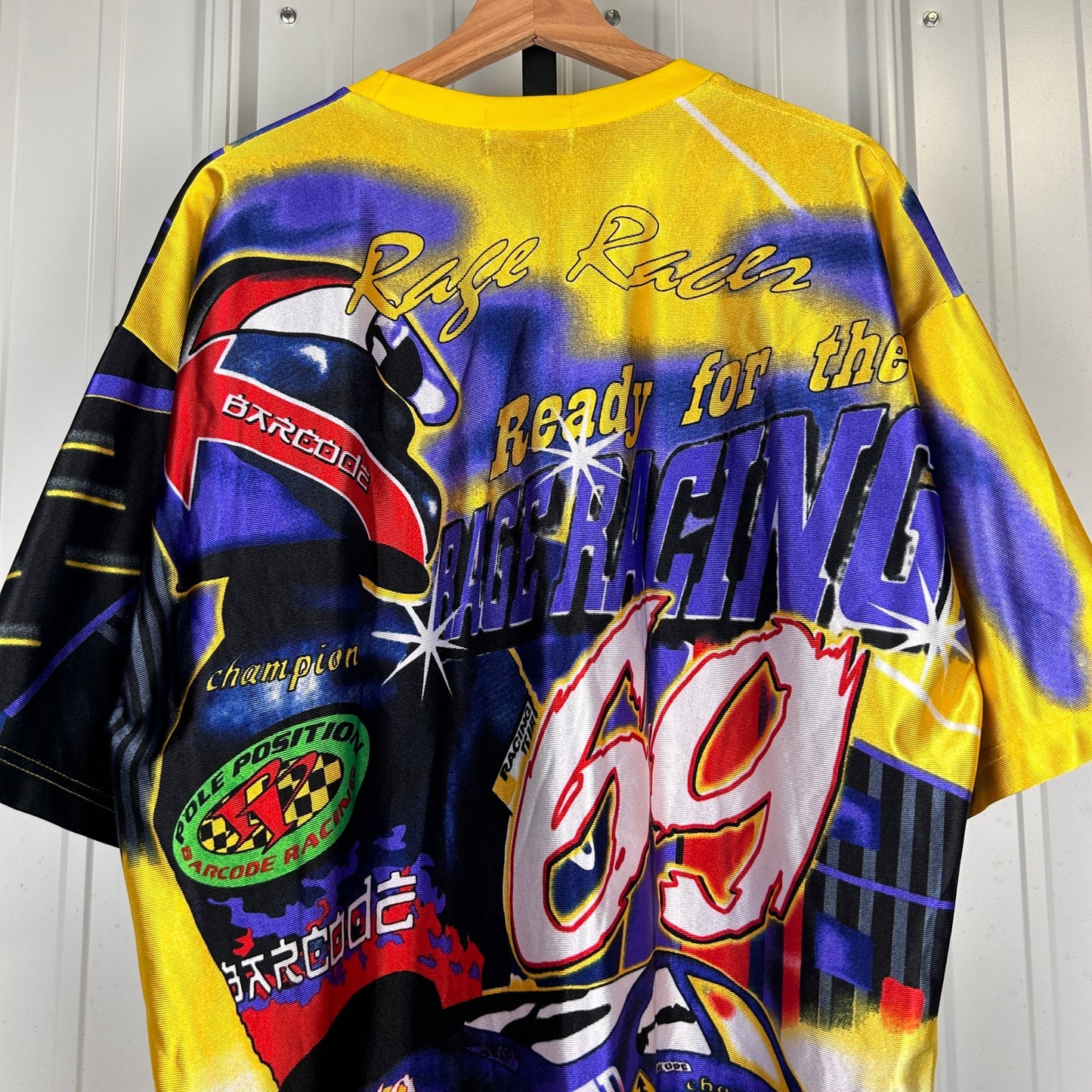 Speed Barcode Rage Racing 69 CRAZY AOP Cyber XL NASCAR Tee