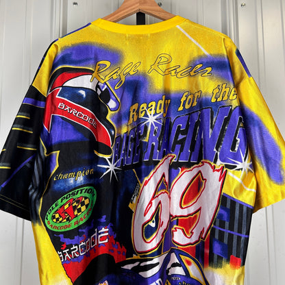 Speed Barcode Rage Racing 69 CRAZY AOP Cyber XL NASCAR Tee