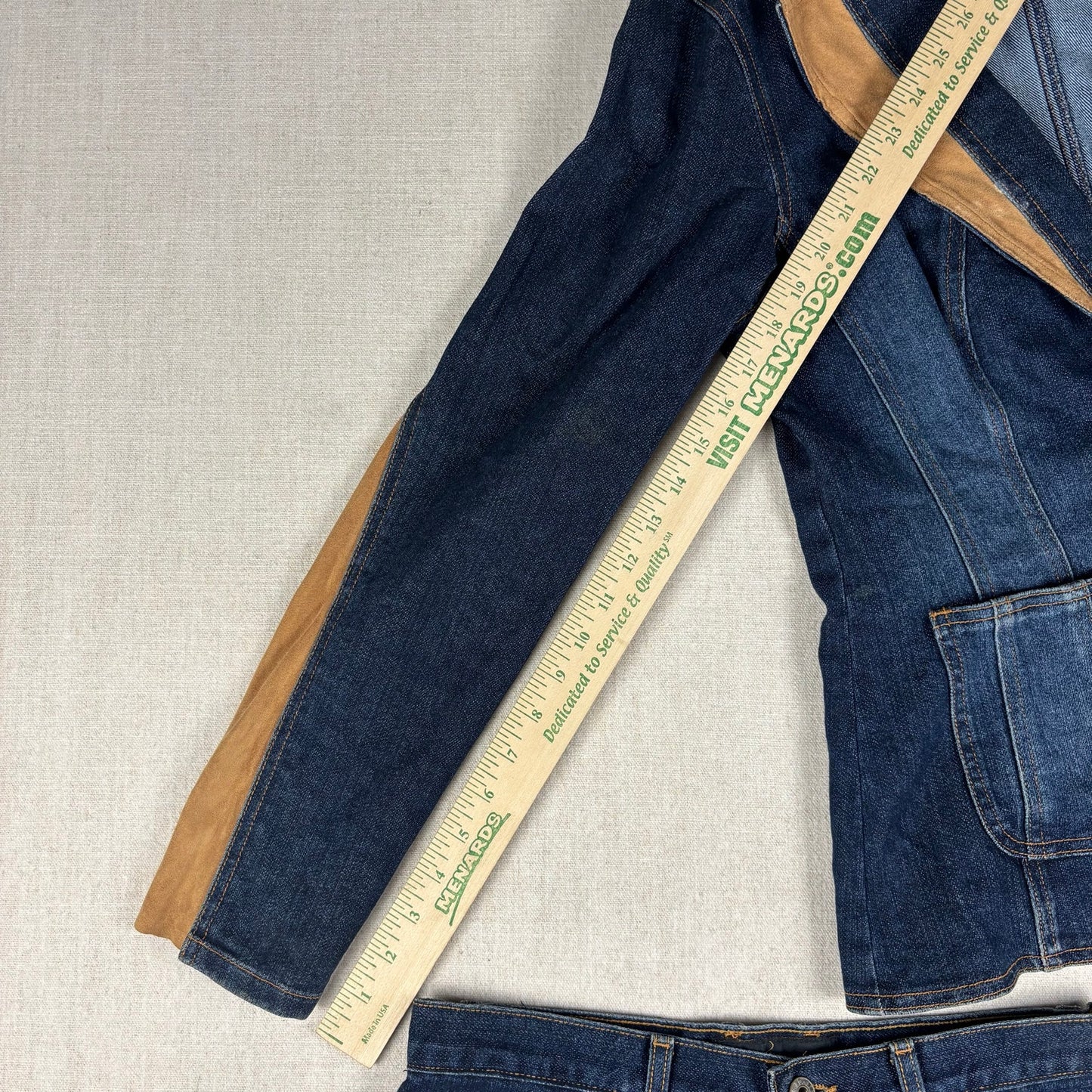 Baby Phat Y2K Denim Suede 2pc Skirt Jacket Matching Set Sz XL