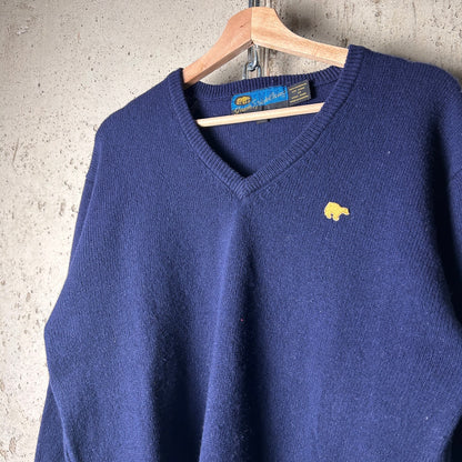 Jack Nicklaus Golf Lambs Wool Tagged 44 Fits Mens Medium 80s Knit V-Neck Sweater