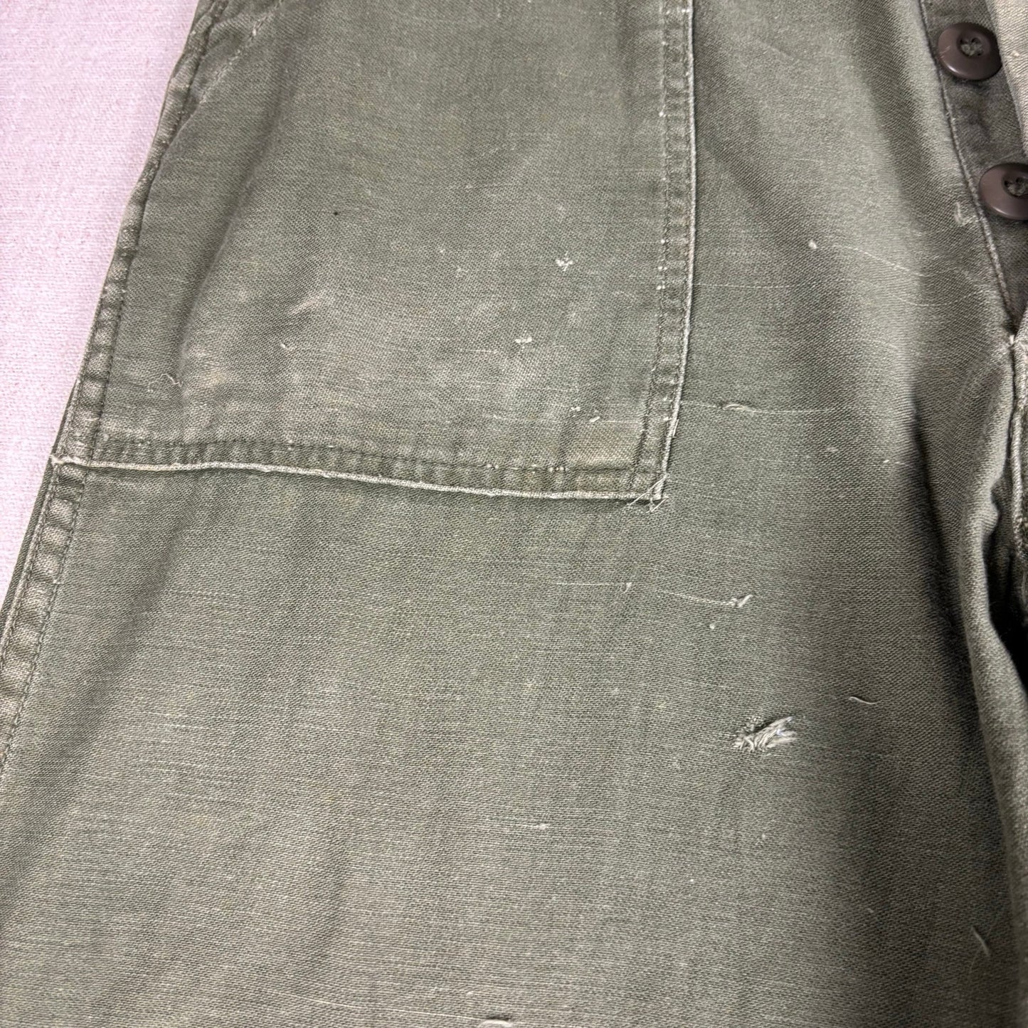 Vintage 1960s Military OG 107 Sateen Baker Cotton Pants Trousers 30x33