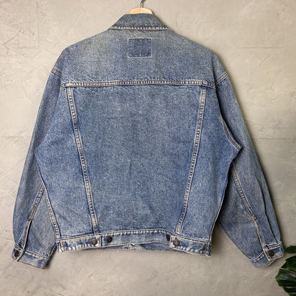 Vintage Gap DIY Embroidered Rose Medium Denim Trucker Jacket