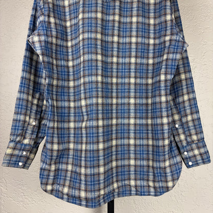 Vintage Pendleton 1970s High Grade Western Wear Large Pearl Snap Wool Flannel