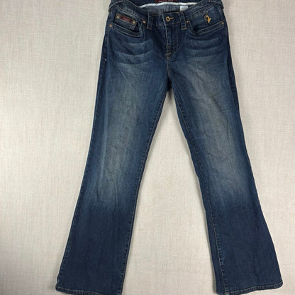 Baby Phat Y2K Flared Embroidered Big Cat Dark Wash Sz 9 Jeans
