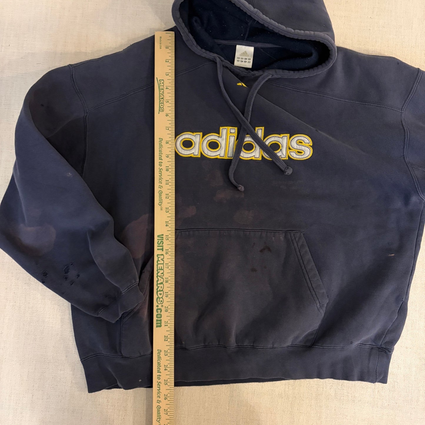 Vintage Faded Distressed Adidas Y2K Boxy XL Bleached Hoodie