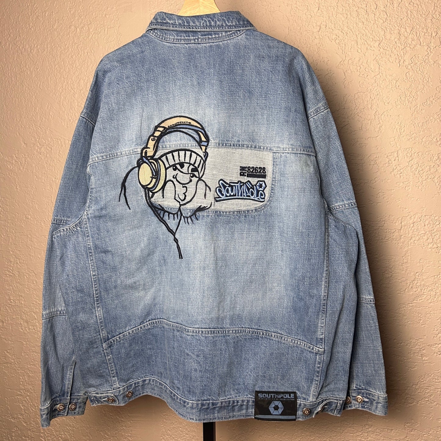 NWT Southpole Embroidered Y2K XL Light Wash Denim Jacket
