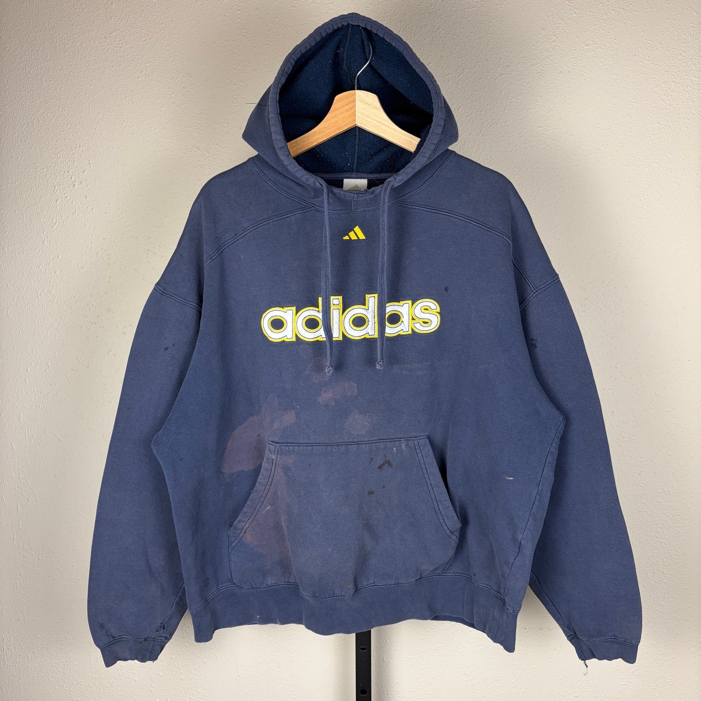 Vintage Faded Distressed Adidas Y2K Boxy XL Bleached Hoodie