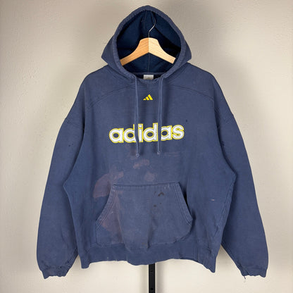 Vintage Faded Distressed Adidas Y2K Boxy XL Bleached Hoodie