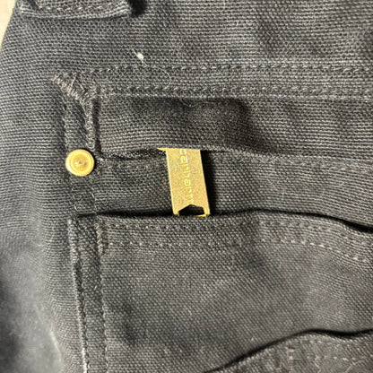 Carhartt Overalls Double Knee Black Workwear Duck Canvas Sz 40x30 Bibs