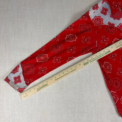 Vintage 1970s Paisley Bandana Striped Yoke and Cuffs Western Pearl Snap Medium