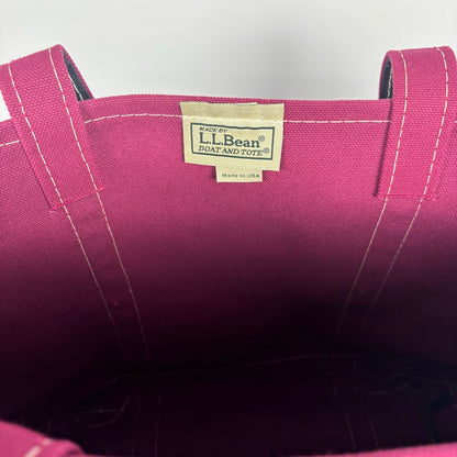 Vintage LL Bean "Renee" Magenta Black Boat and Tote Sz Med USA Made Cotton Bag