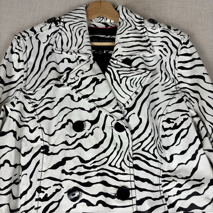 Wilsons Leather Pelle Studio Zebra Print Womens Trench Coat XL