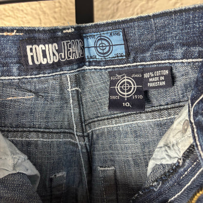 NWT Focus Jeans Y2K Sz 10 Embroidered Wide Leg Skater Jeans
