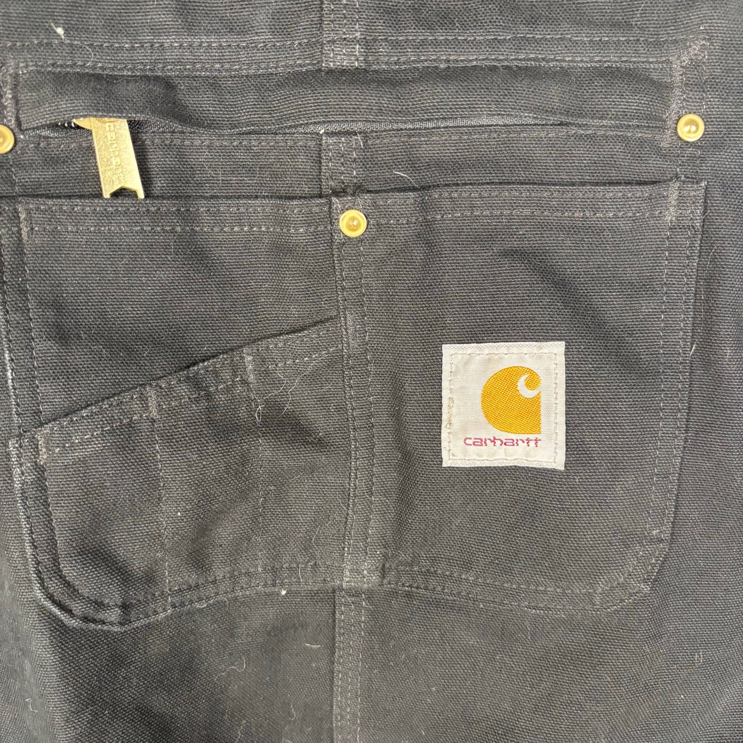 Carhartt Overalls Double Knee Black Workwear Duck Canvas Sz 40x30 Bibs