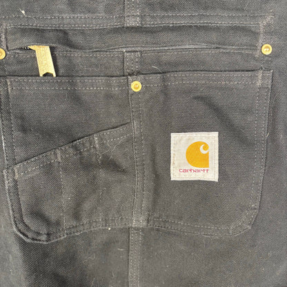 Carhartt Overalls Double Knee Black Workwear Duck Canvas Sz 40x30 Bibs
