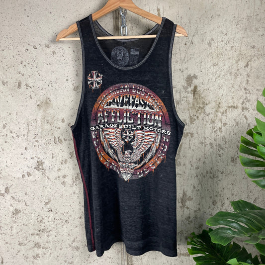 Affliction Y2K Live Fast American Customs Thin Tank Top Medium