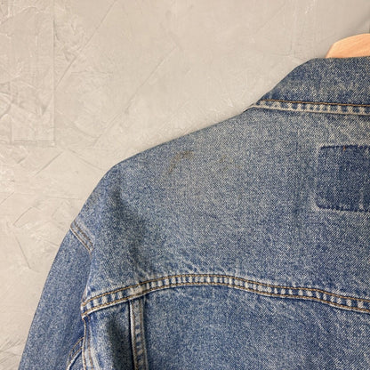 Vintage Gap DIY Embroidered Rose Medium Denim Trucker Jacket