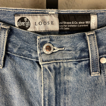 Vintage Levis Silvertab Loose Custom Wide Leg Baggy Two Tone Sz 35 Denim Jeans