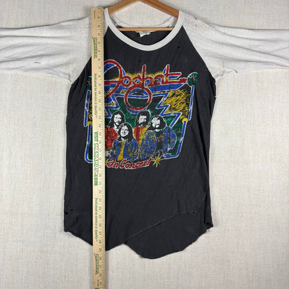 Vintage Foghat Pat Travers 70s Concert Drug Distressed Small Raglan Shirt
