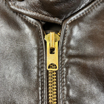 Vintage 1970s Brown Leather Biker Motorcycle Talon Zipper Sz 52 Jacket