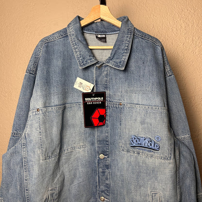 NWT Southpole Embroidered Y2K XL Light Wash Denim Jacket