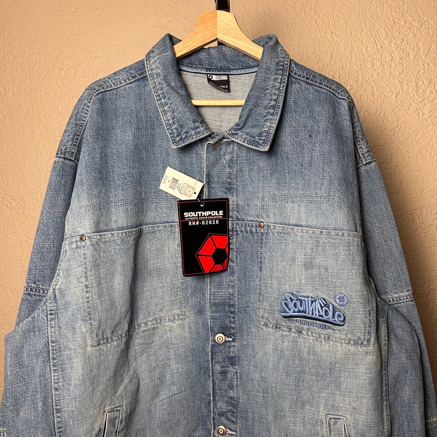 Southpole Embroidered Y2K NWT Light Wash Denim Jacket XL