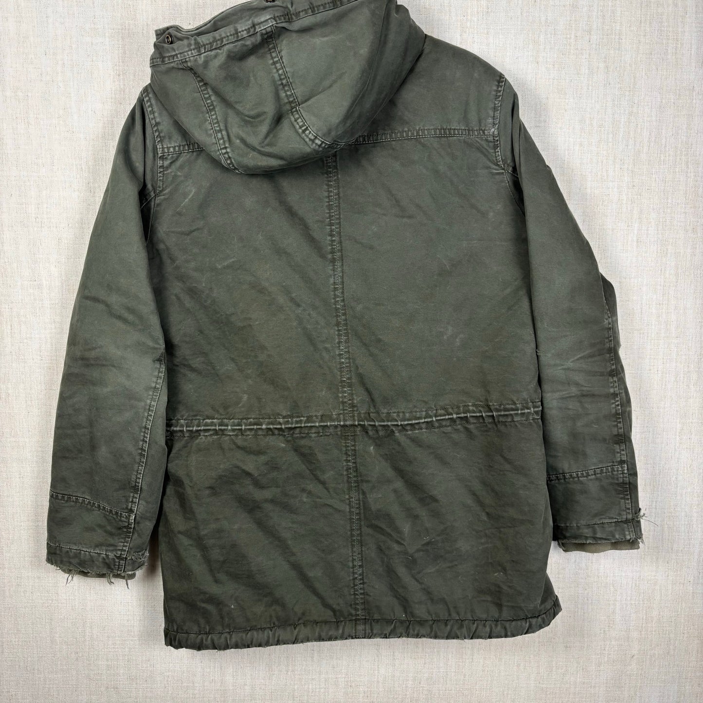 Abercrombie and Fitch Distressed Sherpa Lined Army Parka Small Hooded Jacket