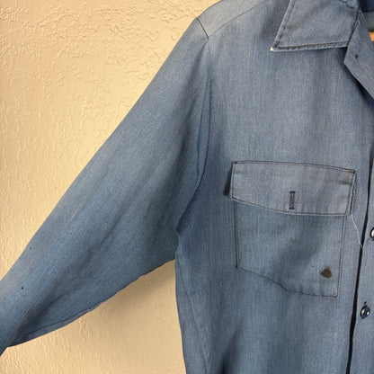 Dickies Crazy Unique Sun Faded Distressed Medium Workwear Button Up