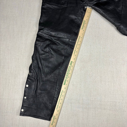 Trucker Leather Pants Vintage Braided Snap Button Detail Biker Sz 32