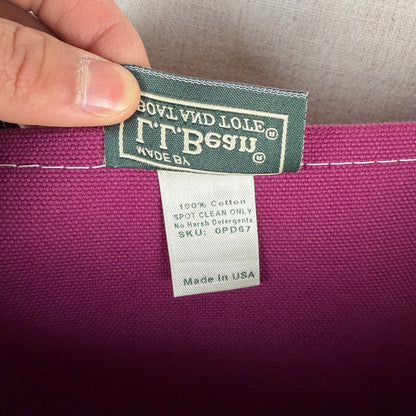 Vintage LL Bean "Renee" Magenta Black Boat and Tote Sz Med USA Made Cotton Bag