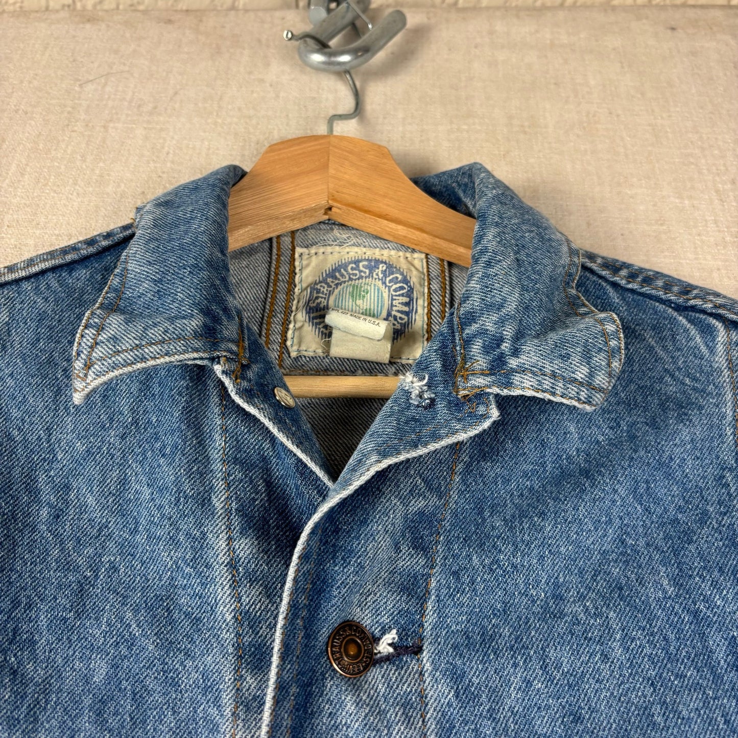 Vintage Levis White Tab Denim Trucker Jacket 90s XS