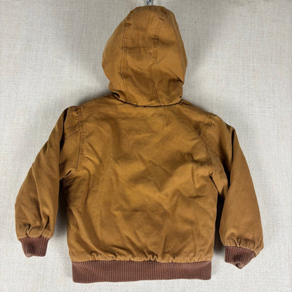 Y2K Carhartt Full Zip Hooded Duck Canvas Toddler 4T Wheat Jacket