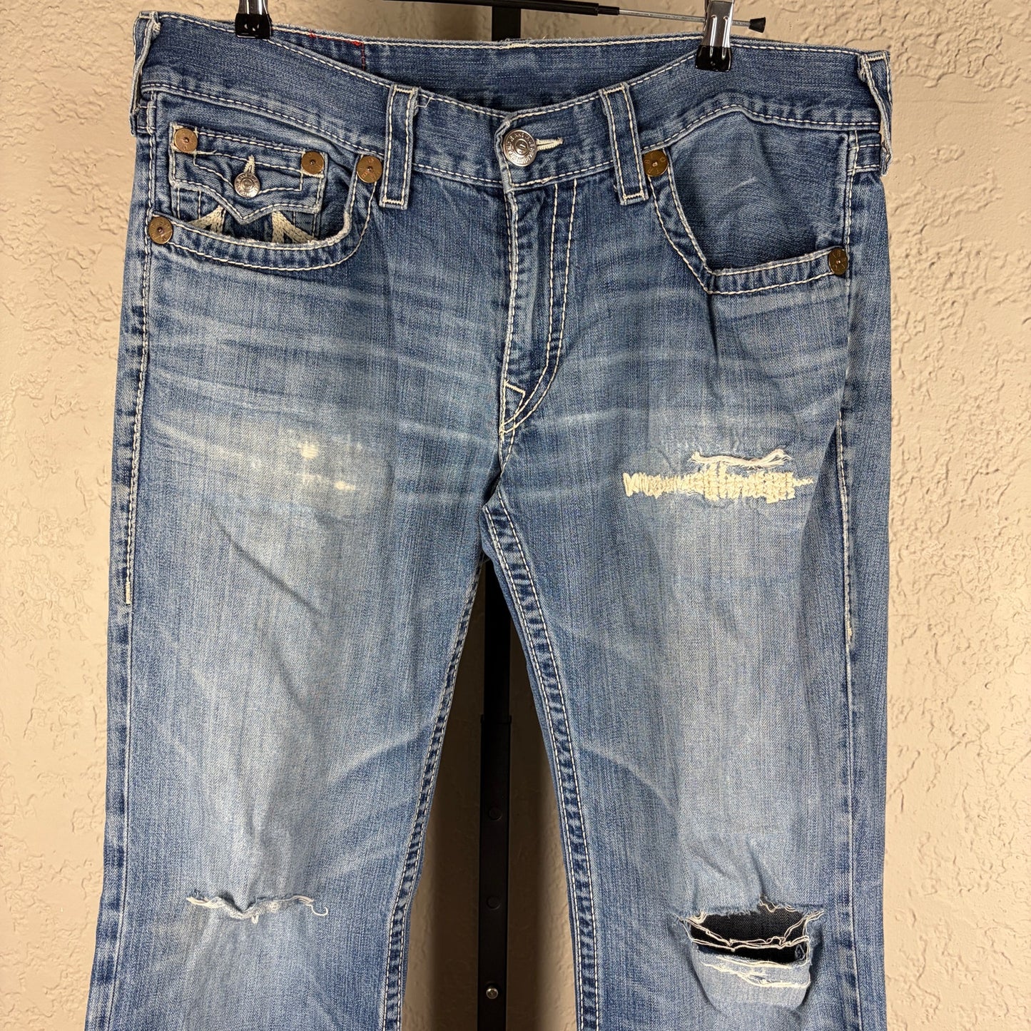 True Religion Rainbow Billy Sz 38 Cotton Distressed Jeans