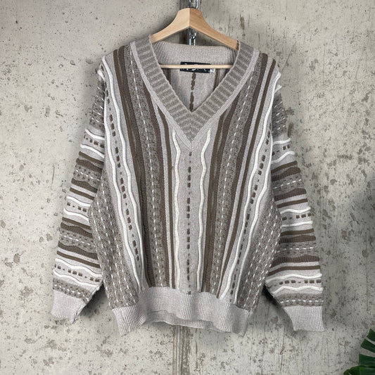 Vintage Coogi Style 3D Knit Medium Alan Stuart V Neck Sweater