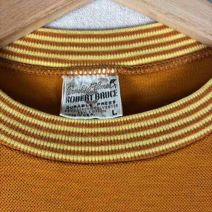 Vintage Arnold Palmer Robert Bruce 1960s Shirt Golf Ringer Striped Mock Neck SzL