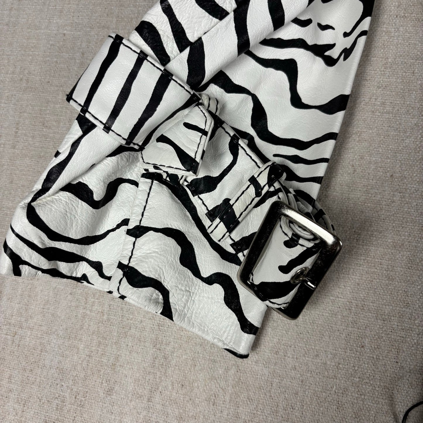 Wilsons Leather Pelle Studio Zebra Print Womens Trench Coat XL