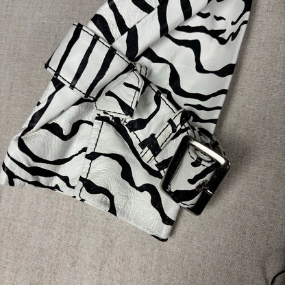 Wilsons Leather Pelle Studio Zebra Print Womens Trench Coat XL