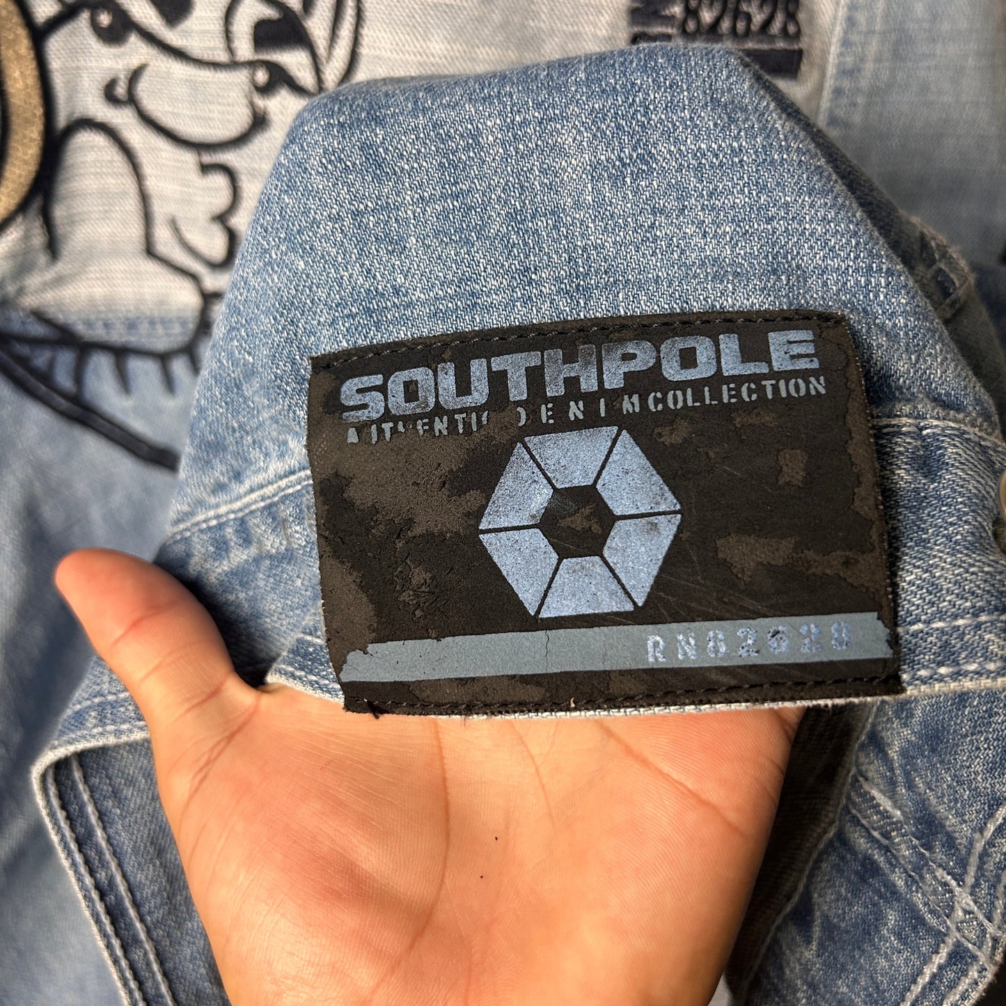 NWT Southpole Embroidered Y2K XL Light Wash Denim Jacket