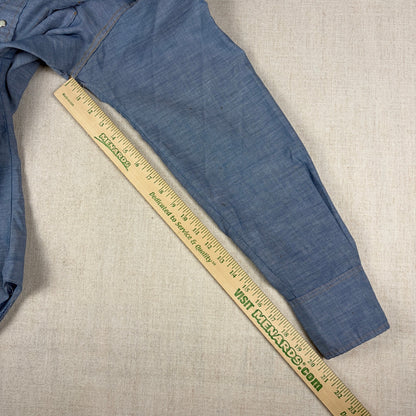 Vintage Wrangler Sanforized Pearl Snap XLong Tail Sz 15-33 Western Chambray