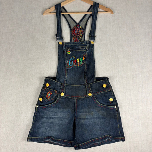 Coogi Jeans Y2K Womens Denim Overall Shorts Embroidered Sz Large